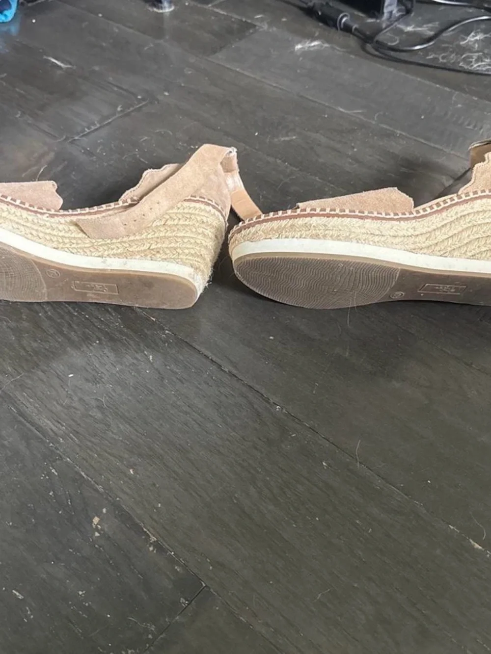 Wedge Espadrille Sandals in Taupe Suede
